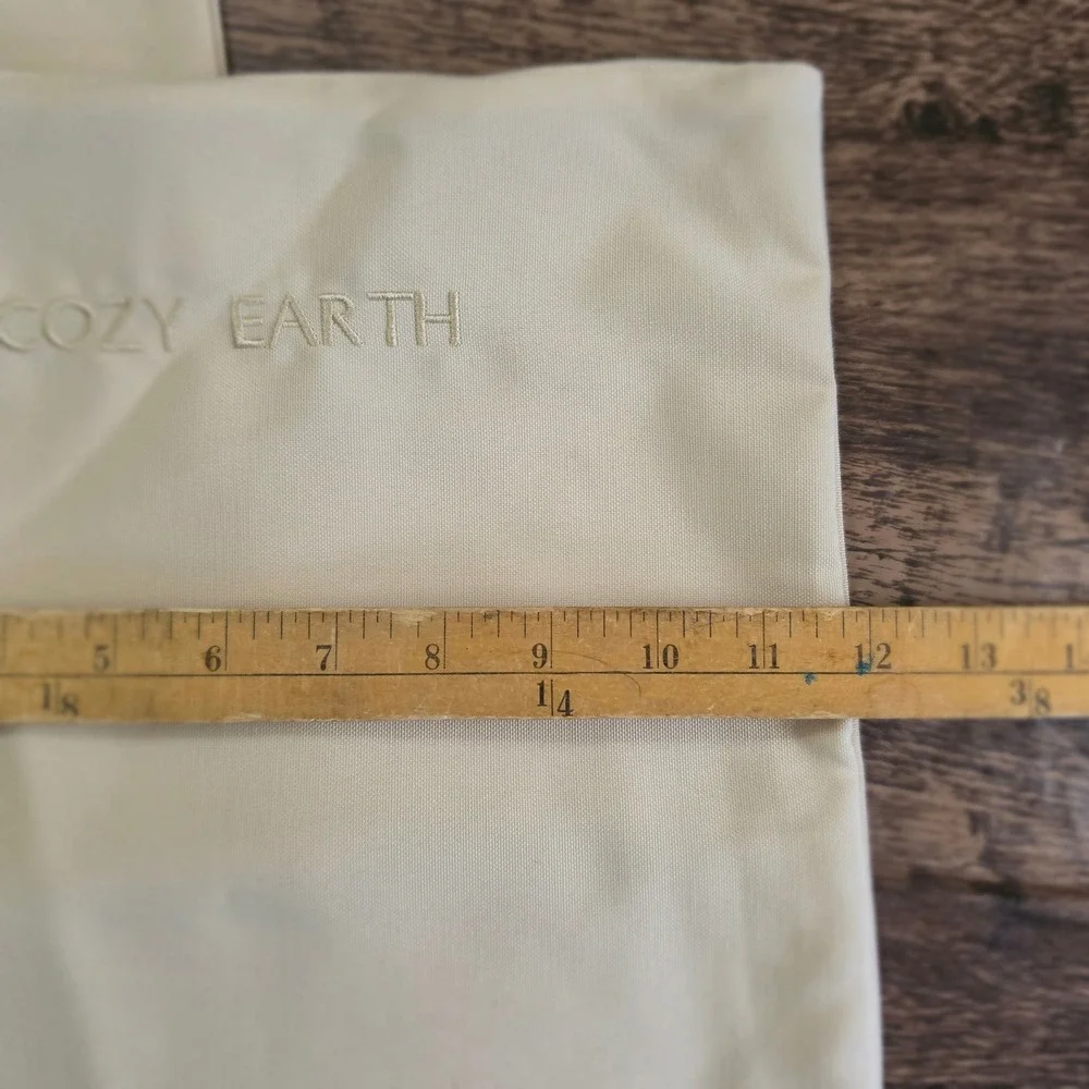 COZY EARTH Storage Bags Cream White Set of 3 Embroidered Fabric Pouches